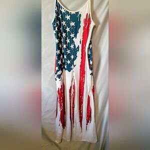 Stylish Red, White, and Blue Jumpsuit Adjustable Straps Wide Leg S